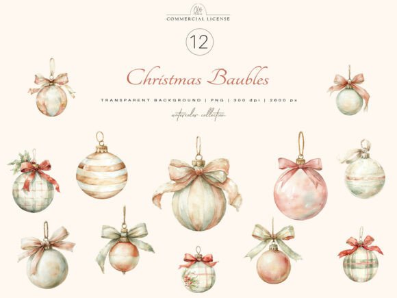 12 PNG Christmas Baubles Clipart: A Designer’s Take on Seasonal Illustrations