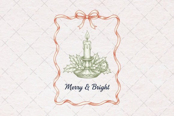 Christmas Candle Frame Hand-drawn PNG for Illustrations