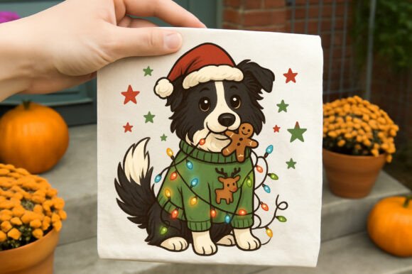 Christmas Dog Lover Border Collie Png for Illustrations
