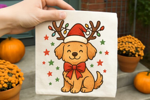 Christmas Dog Lover Goldendoodle Clipart for Illustrations