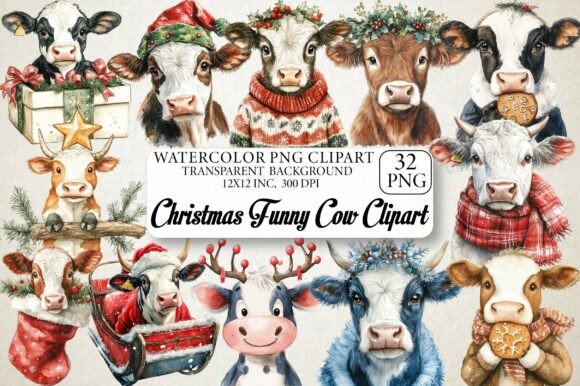 Christmas Funny Cow Clipart Review