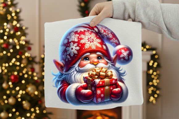 Christmas Gnome Ice Skating Clipart PNG: Illustrations for Branding