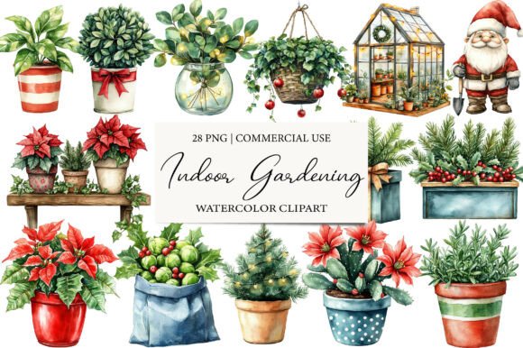 Christmas Indoor Gardening Clipart Review for Branding and Illustrations