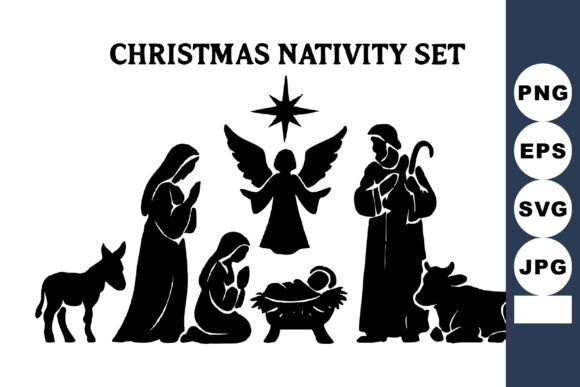 Christmas Nativity Set Vector Silhouette