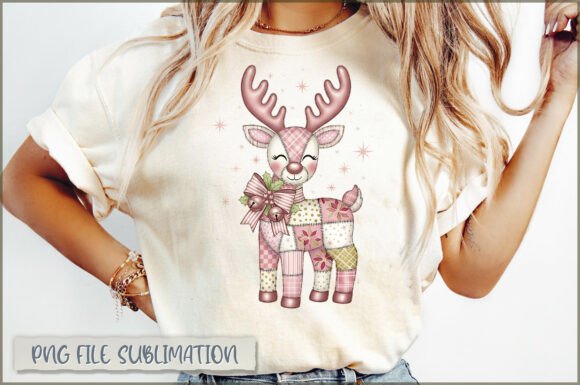 Christmas Patchwork, Reindeer Patchwork Illustrations