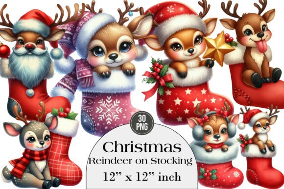 Christmas Reindeer on Stocking Clipart Review
