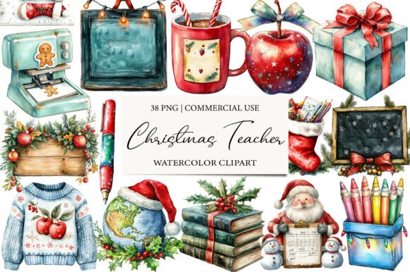 Christmas Teacher Clipart School Png Illustrations