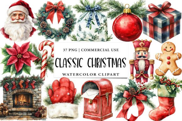 Classic Christmas Clipart Bundle Review