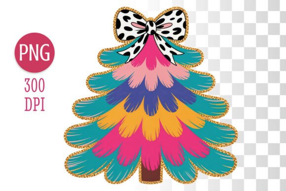 Colorful Boho Christmas Tree PNG for Illustrations and Blog Graphics