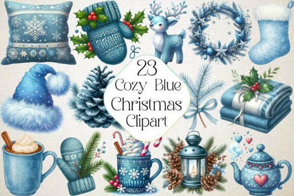Cozy Christmas Blue Clipart: A Designer’s Review for Illustrations