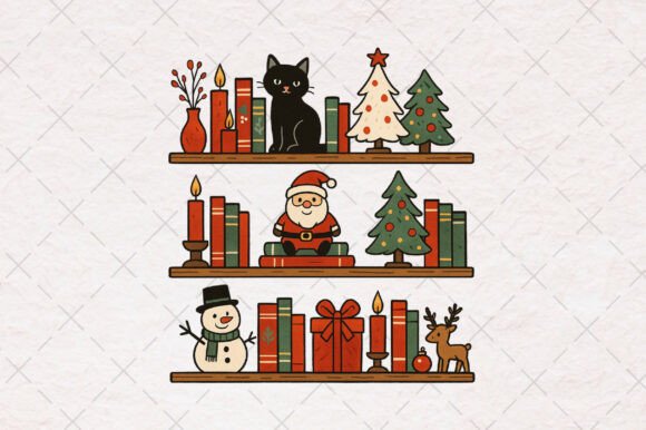 Cozy Christmas Reader Book Club Png: Editorial Illustrations for Content
