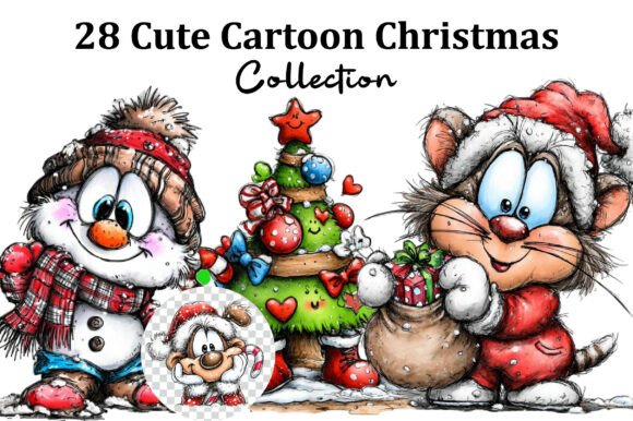 Cute Cartoon Christmas Clipart PNG for Illustrations