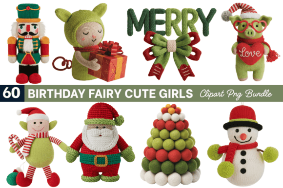 Faux Yarn Christmas PNG Bundle: Cozy Illustrations for Handmade Sellers