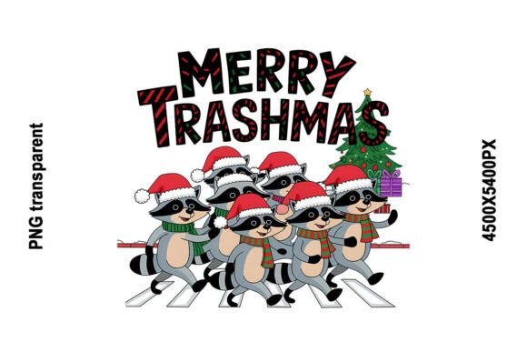 Merry Trashmas Raccoons Christmas Illustrations