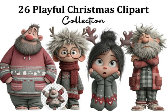 Playful Christmas Clipart Bundle for Brand Illustrations