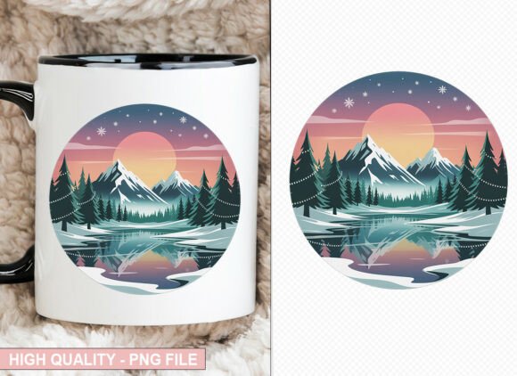 Round Christmas Landscape Clipart PNG for Illustrations