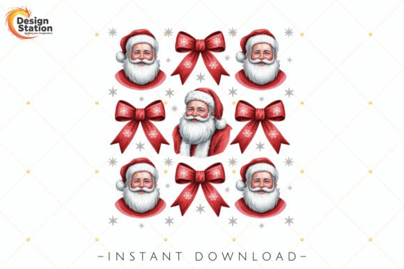 Santa Claus Red Bow Christmas PNG in Illustrations