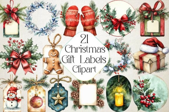 Watercolor Christmas Gift Labels Clipart: A Designer’s Review