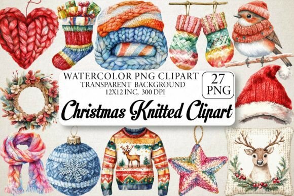 Watercolor Christmas Knitted Clipart: A Designer’s Review for Branding and Illustrations
