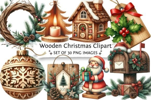 Wooden Christmas Clipart: A Review of Seasonal Illustrations